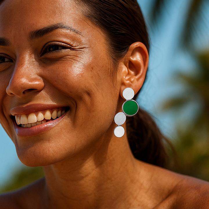 Oceane | Złote kolczyki z turkusowymi akcentami