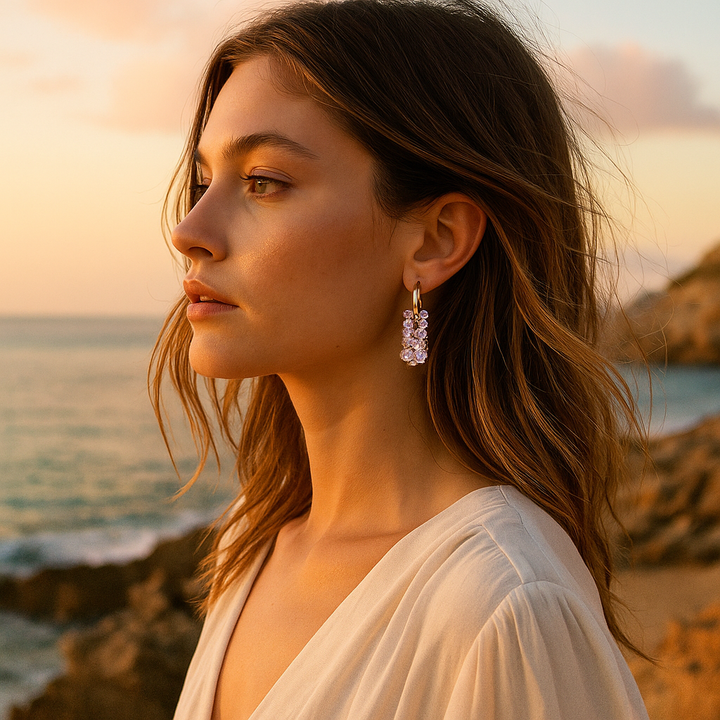 Perle | Kolczyki z fioletowymi kamieniami szlachetnymi