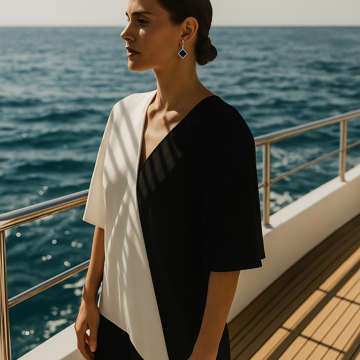 Keto | Kolczyki z kwadratowymi czarnymi kamieniami