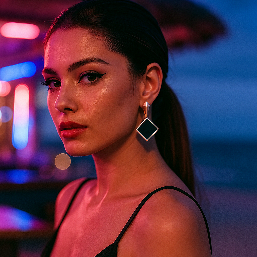 Keto | Kolczyki z kwadratowymi czarnymi kamieniami