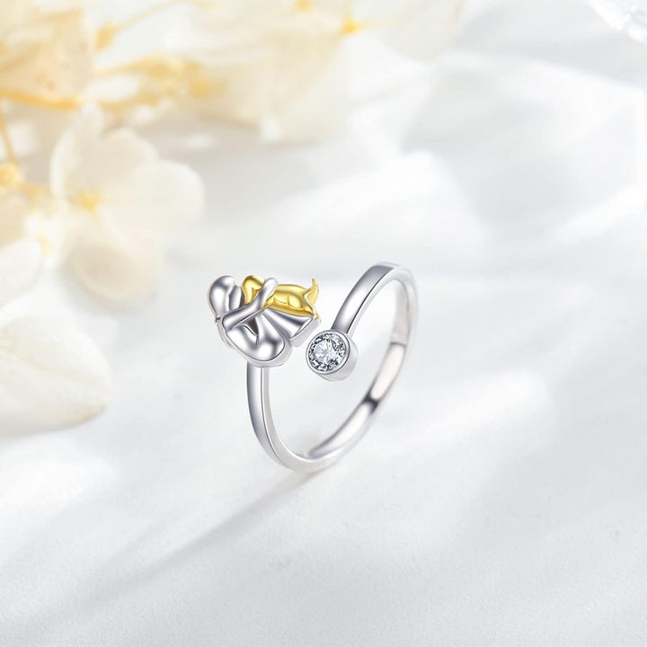 Regulowany pierścionek dla psa ze srebra próby 925 – ręcznie wykonany pierścionek dla kobiet