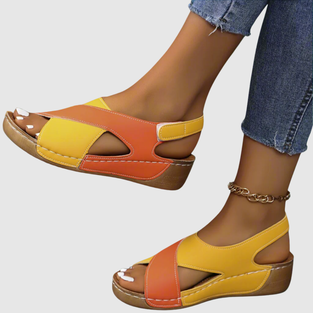 Hildegard - Dwukolorowe sandały skórzane